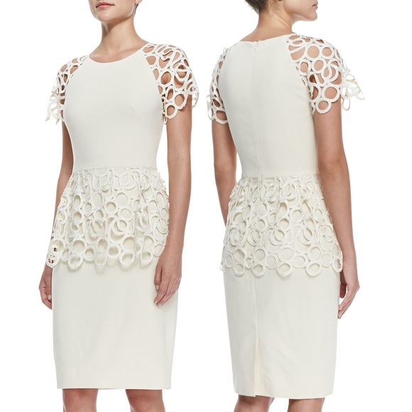 New Lela Rose macramé lace peplum dress size 10 - Picture 12 of 16